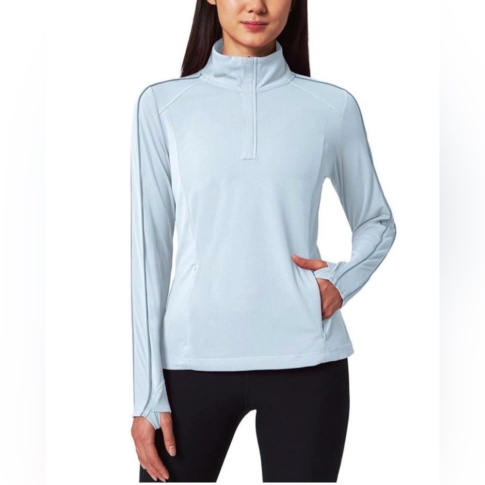 Mondetta Women's Moisture Wicking Quarter-Zip Pullover Active Top in Blue, XL